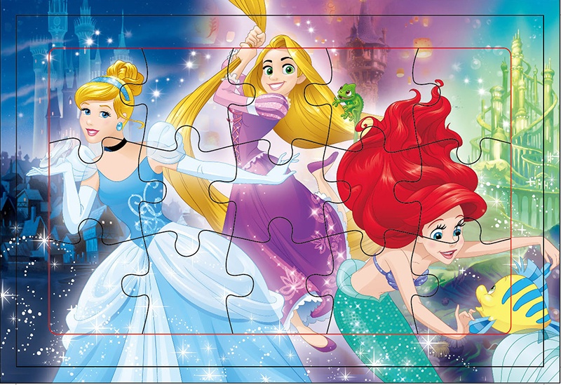 迪士尼公主 木製拼圖盒